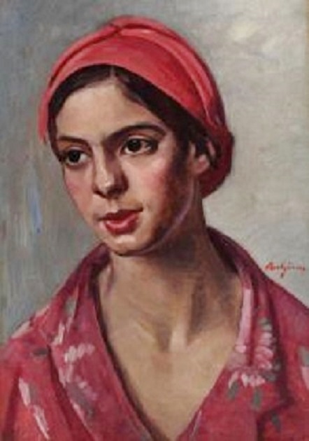 Fată cu basma roşie